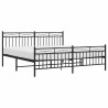 Cadre de lit métal sans matelas avec pied de lit noir 183x213cm 