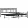 Cadre de lit métal sans matelas avec pied de lit noir 183x213cm 