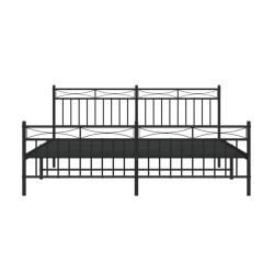 Cadre de lit métal sans matelas avec pied de lit noir 183x213cm 