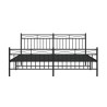 Cadre de lit métal sans matelas avec pied de lit noir 183x213cm 