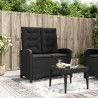 Banc inclinable de jardin avec coussins noir résine tressée 