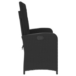 Banc inclinable de jardin avec coussins noir résine tressée 