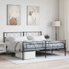 Cadre de lit métal sans matelas avec pied de lit noir 200x200cm 