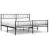 Cadre de lit métal sans matelas avec pied de lit noir 200x200cm 