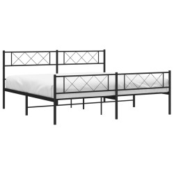 Cadre de lit métal sans matelas avec pied de lit noir 200x200cm 