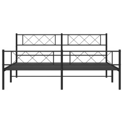 Cadre de lit métal sans matelas avec pied de lit noir 200x200cm 