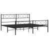 Cadre de lit métal sans matelas avec pied de lit noir 200x200cm 