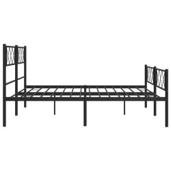 Cadre de lit métal sans matelas avec pied de lit noir 200x200cm 