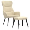 Chaise de relaxation avec tabouret Crème Tissu 