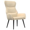 Chaise de relaxation avec tabouret Crème Tissu 