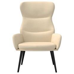 Chaise de relaxation avec tabouret Crème Tissu 