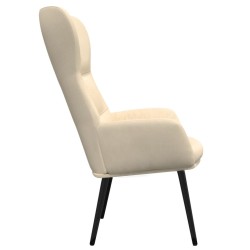 Chaise de relaxation avec tabouret Crème Tissu 