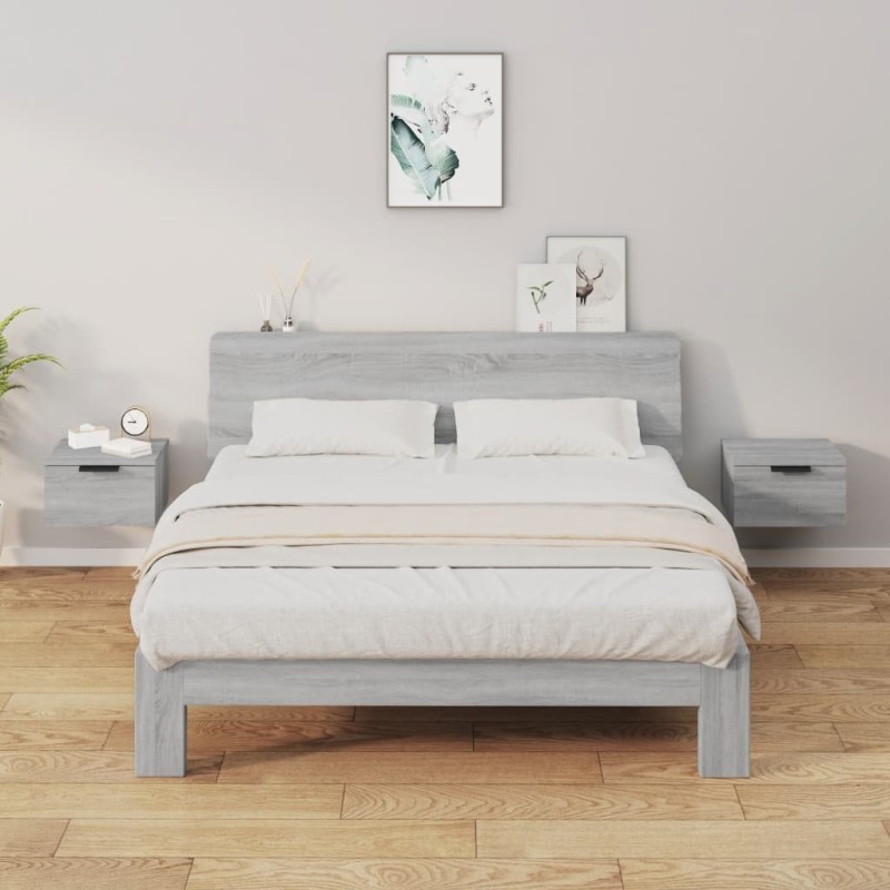 Tables de chevet murales 2 pcs Sonoma gris 34x30x20 cm 