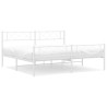 Cadre de lit métal sans matelas et pied de lit blanc 200x200 cm 