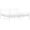 Cadre de lit métal sans matelas et pied de lit blanc 200x200 cm 
