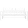 Cadre de lit métal sans matelas et pied de lit blanc 200x200 cm 