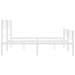 Cadre de lit métal sans matelas et pied de lit blanc 200x200 cm 