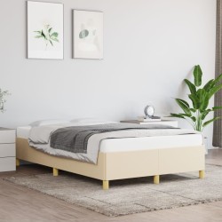 Cadre de lit sans matelas crème 120x200 cm tissu 