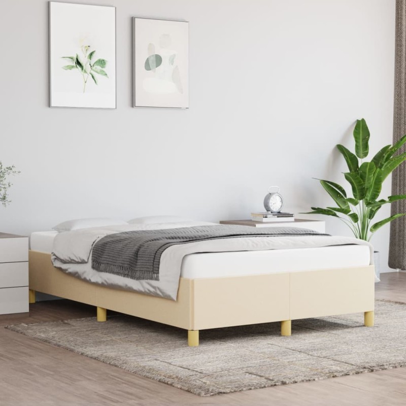 Cadre de lit sans matelas crème 120x200 cm tissu Cadre de lit sans matelas crème 120x200 cm tissu