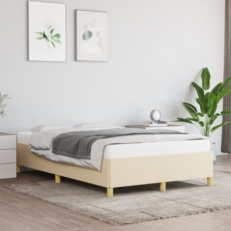 Cadre de lit sans matelas crème 120x200 cm tissu 