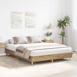 Cadre de lit sans matelas chêne artisanal 140x200 cm 