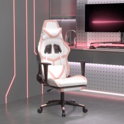 Chaise de jeu avec repose-pied Blanc et rose Similicuir 