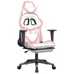Chaise de jeu avec repose-pied Blanc et rose Similicuir 