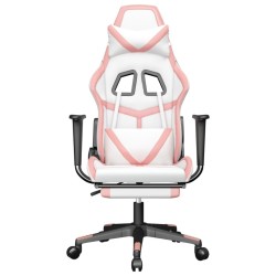 Chaise de jeu avec repose-pied Blanc et rose Similicuir 