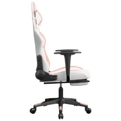 Chaise de jeu avec repose-pied Blanc et rose Similicuir 