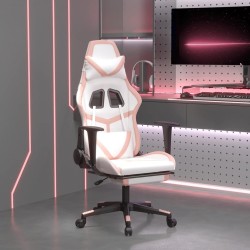 Chaise de jeu de massage avec repose-pied Blanc&Rose Similicuir 