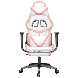 Chaise de jeu de massage avec repose-pied Blanc&Rose Similicuir 