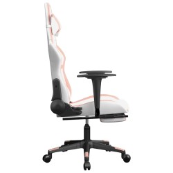 Chaise de jeu de massage avec repose-pied Blanc&Rose Similicuir 