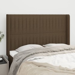 Tête de lit avec oreilles Marron foncé 147x16x118/128 cm Tissu 