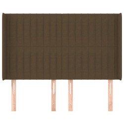 Tête de lit avec oreilles Marron foncé 147x16x118/128 cm Tissu 