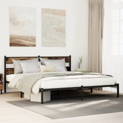 Cadre de lit en métal sans matelas chêne fumé 200x200 cm 