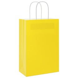 Sacs en papier 250 pcs avec poignées jaune 21x11x31 cm 