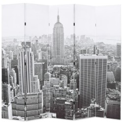Cloison de séparation pliable 200x170 cm New York Noir et blanc 