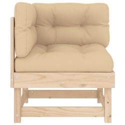 Canapé d'angle avec coussins bois de pin solide 