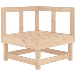 Canapé d'angle avec coussins bois de pin solide 