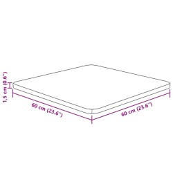 Dessus de table carré Marron clair60x60x1,5cm Bois chêne traité 