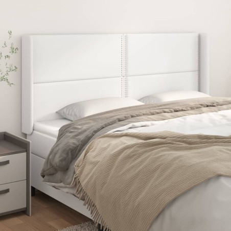 Tête de lit avec oreilles Blanc 163x16x118/128 cm Similicuir 