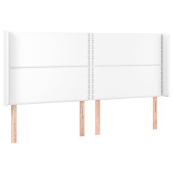 Tête de lit avec oreilles Blanc 163x16x118/128 cm Similicuir 