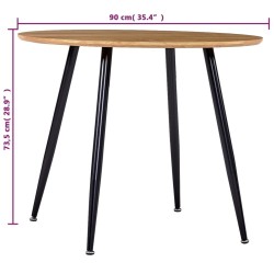 Table de salle à manger Chêne et noir 90x73,5 cm MDF 