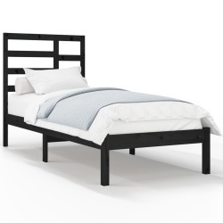 Cadre de lit sans matelas noir bois massif 75x190 cm 