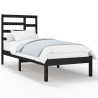 Cadre de lit sans matelas noir bois massif 75x190 cm 