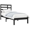 Cadre de lit sans matelas noir bois massif 75x190 cm 