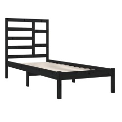Cadre de lit sans matelas noir bois massif 75x190 cm 