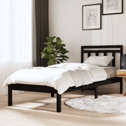 Cadre de lit sans matelas noir bois massif 100x200 cm 