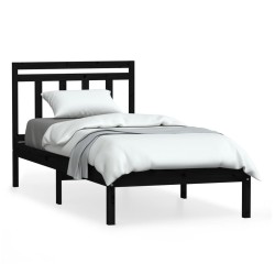 Cadre de lit sans matelas noir bois massif 100x200 cm 