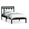 Cadre de lit sans matelas noir bois massif 100x200 cm 